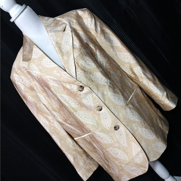 NWOT! TOPSHOP! LINEN & COTTON BLEND GOLDEN YELLOW PAISLEY JACKET, BLAZER! SZ 8 - Picture 1 of 8